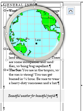 Map on top of Text Box 1 after changing text wrapping to In Front of Text