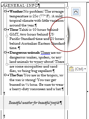 Map underneath Text Box 1 is selected