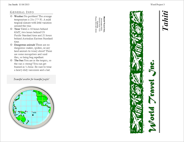 Brochure page 1 with no lines around text boxes