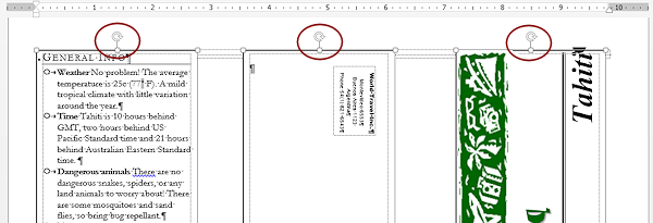 Text boxes on page 1 all selected