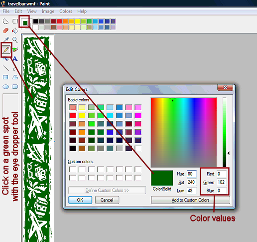 Paint: Find color values (Vista)