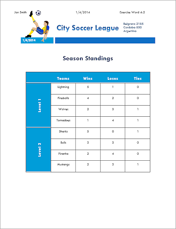 Soccer Table page finished