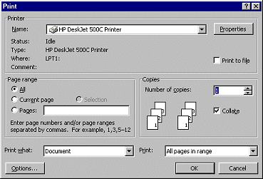 Print dialog