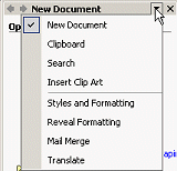 Pane: New Document - List of panes