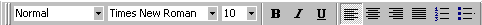 Formatting toolbar - shortened for small window